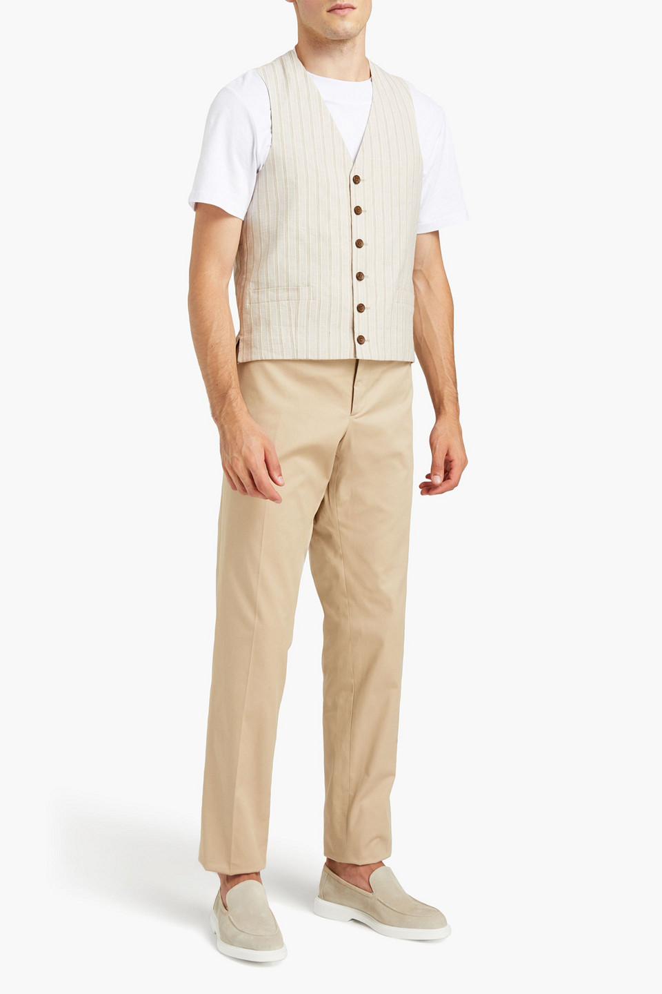 Etro Man Striped Linen And Cotton-blend Waistcoat