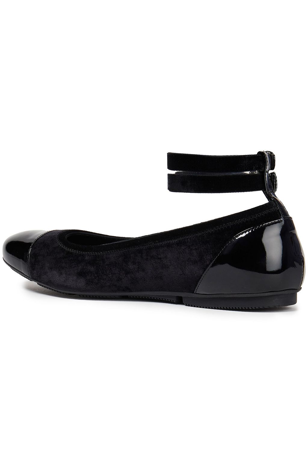 HOGAN Patent-leather and velvet ballet flats