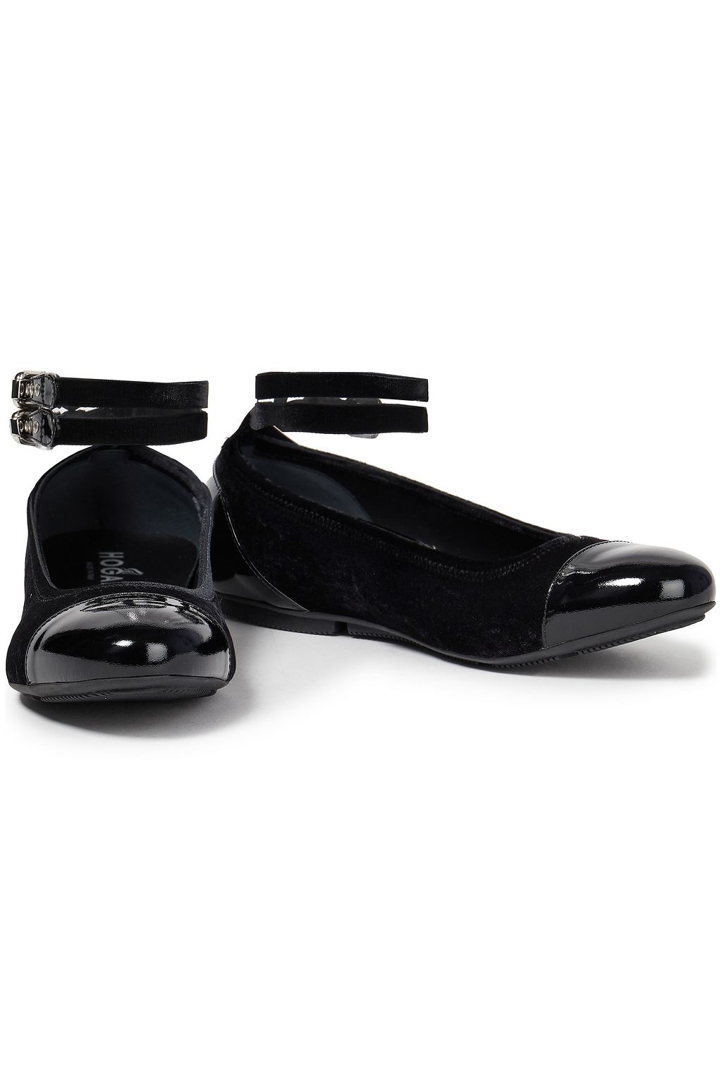 HOGAN Patent-leather and velvet ballet flats