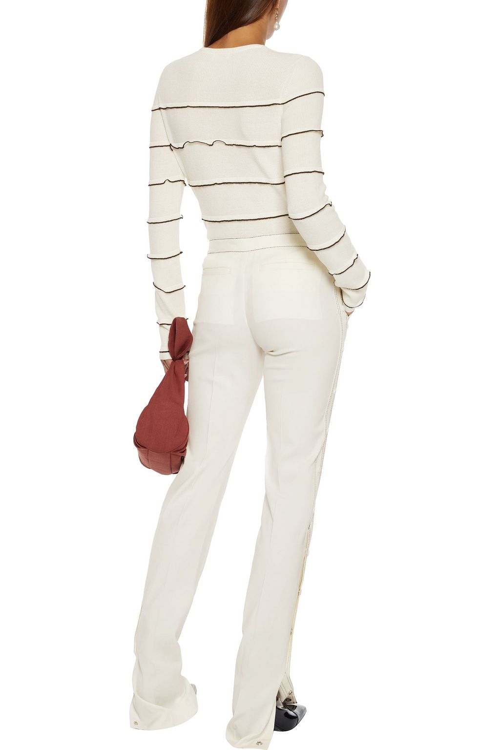 REDVALENTINO Snap-detailed stretch-twill slim-leg pants