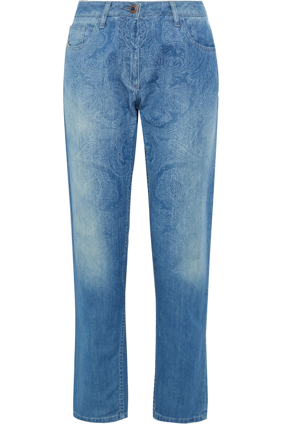 Printed high-rise straight-leg jeans
