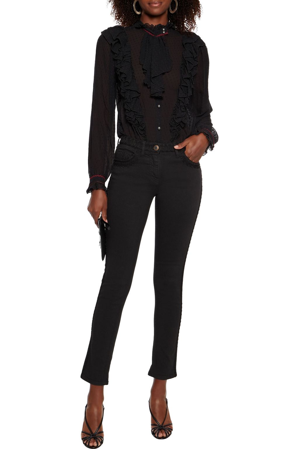 ETRO Ruffled fil coupé silk-georgette blouse