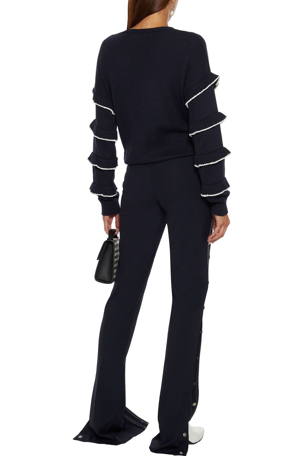 REDVALENTINO Snap-detailed stretch-twill slim-leg pants