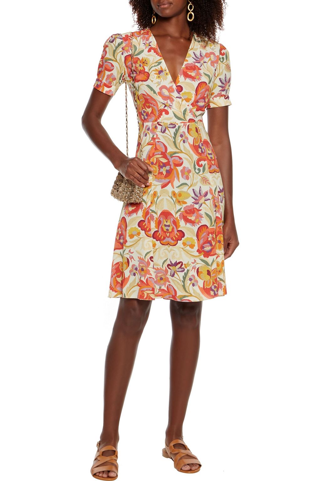 ETRO Wrap-effect printed crepe dress