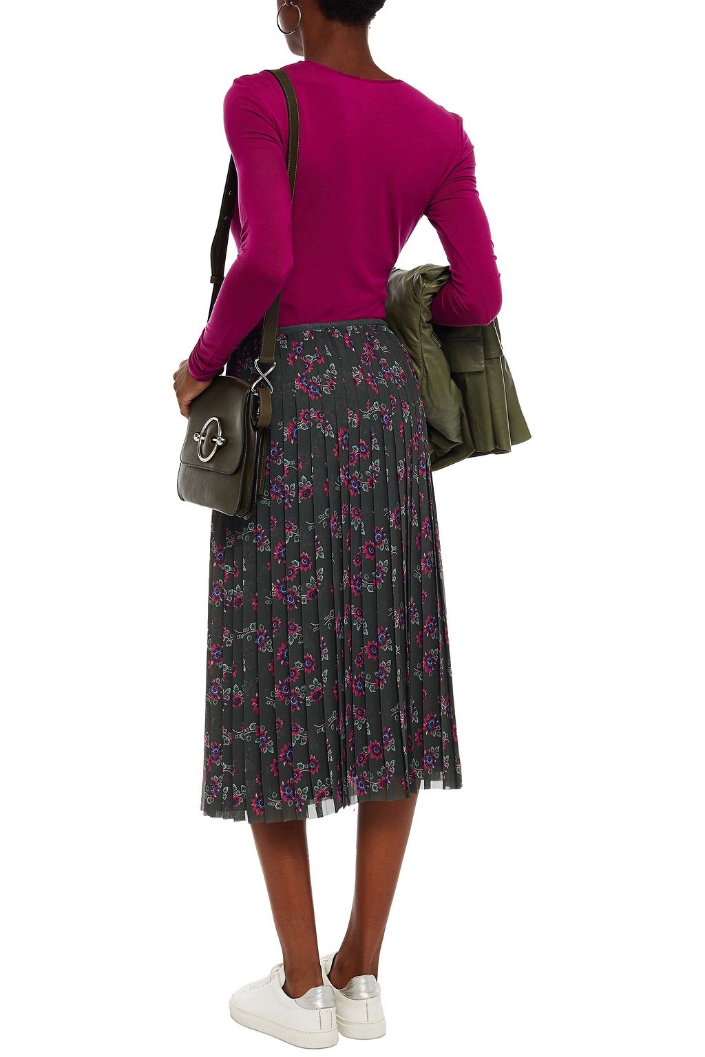 KENZO Pleated printed chiffon midi skirt