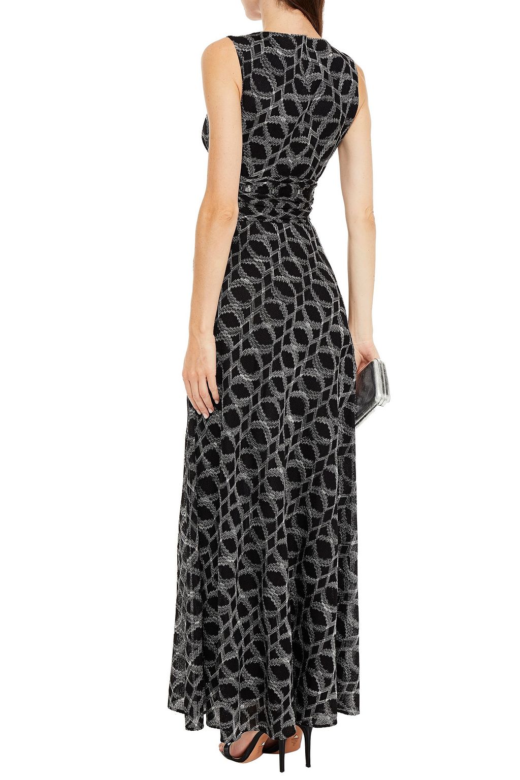 MISSONI Twisted metallic crochet-knit maxi dress