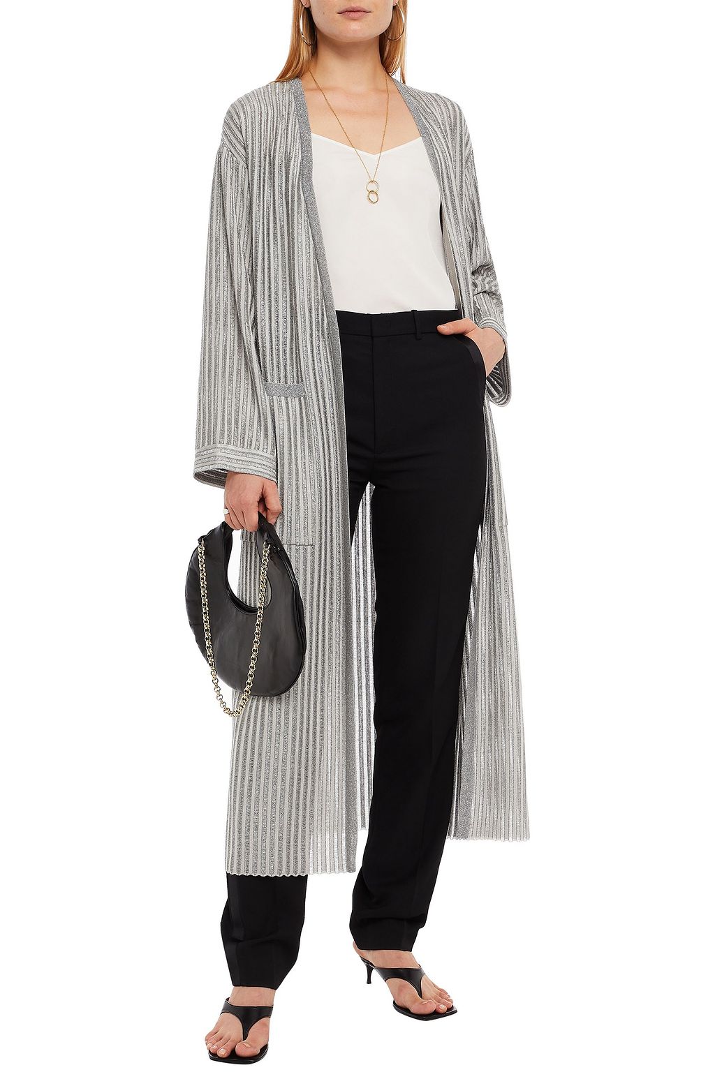 MISSONI Oversized metallic crochet-knit cardigan