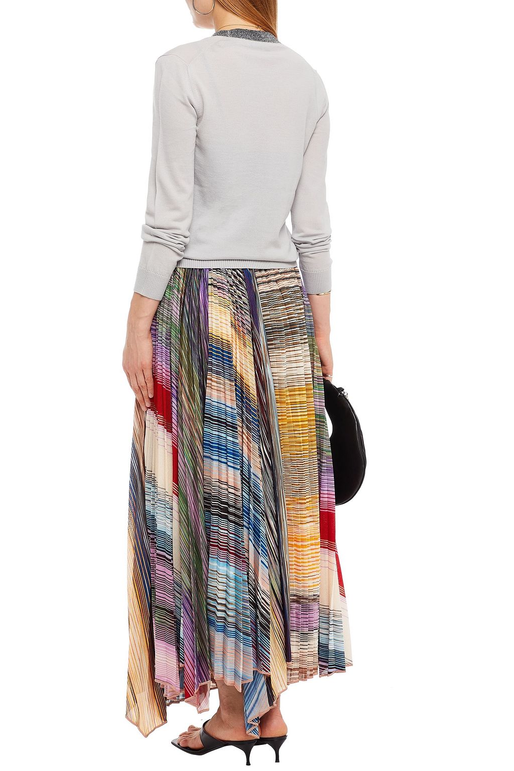 MISSONI Asymmetric pleated knitted maxi skirt