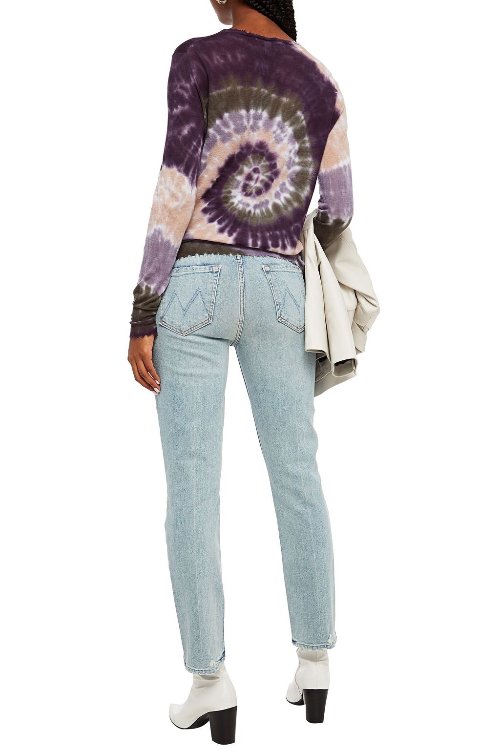 MOTHER Distressed high-rise slim-leg jeans
