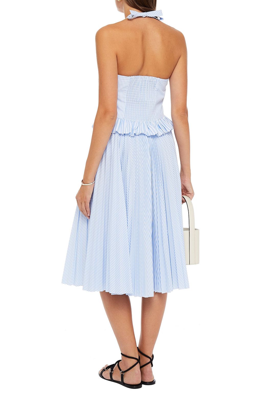 REDVALENTINO توب بحمالة عنق من البوبلين المصنوع من مزيج القطن بتصميم مخطط