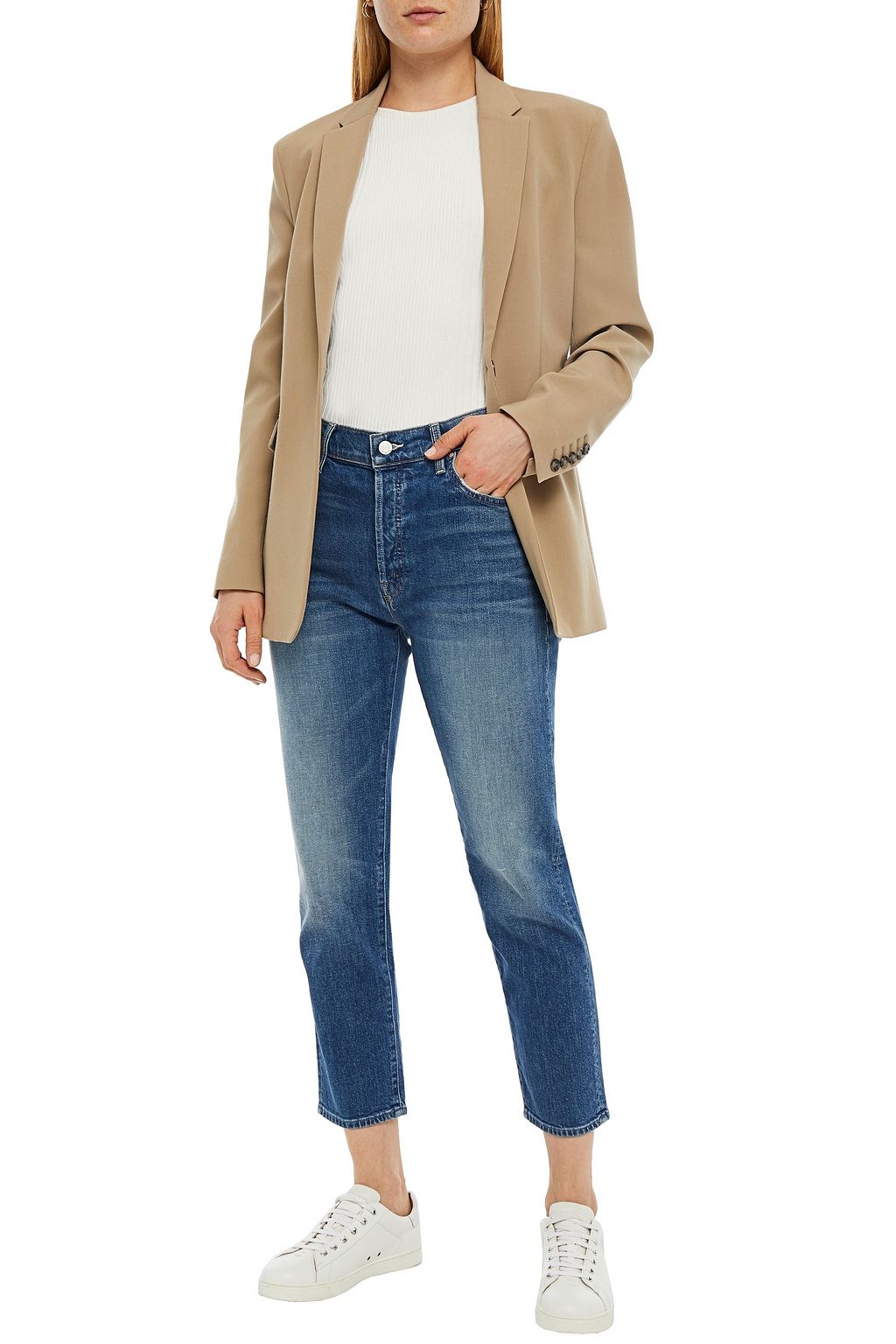 MOTHER Cropped high-rise slim-leg jeans