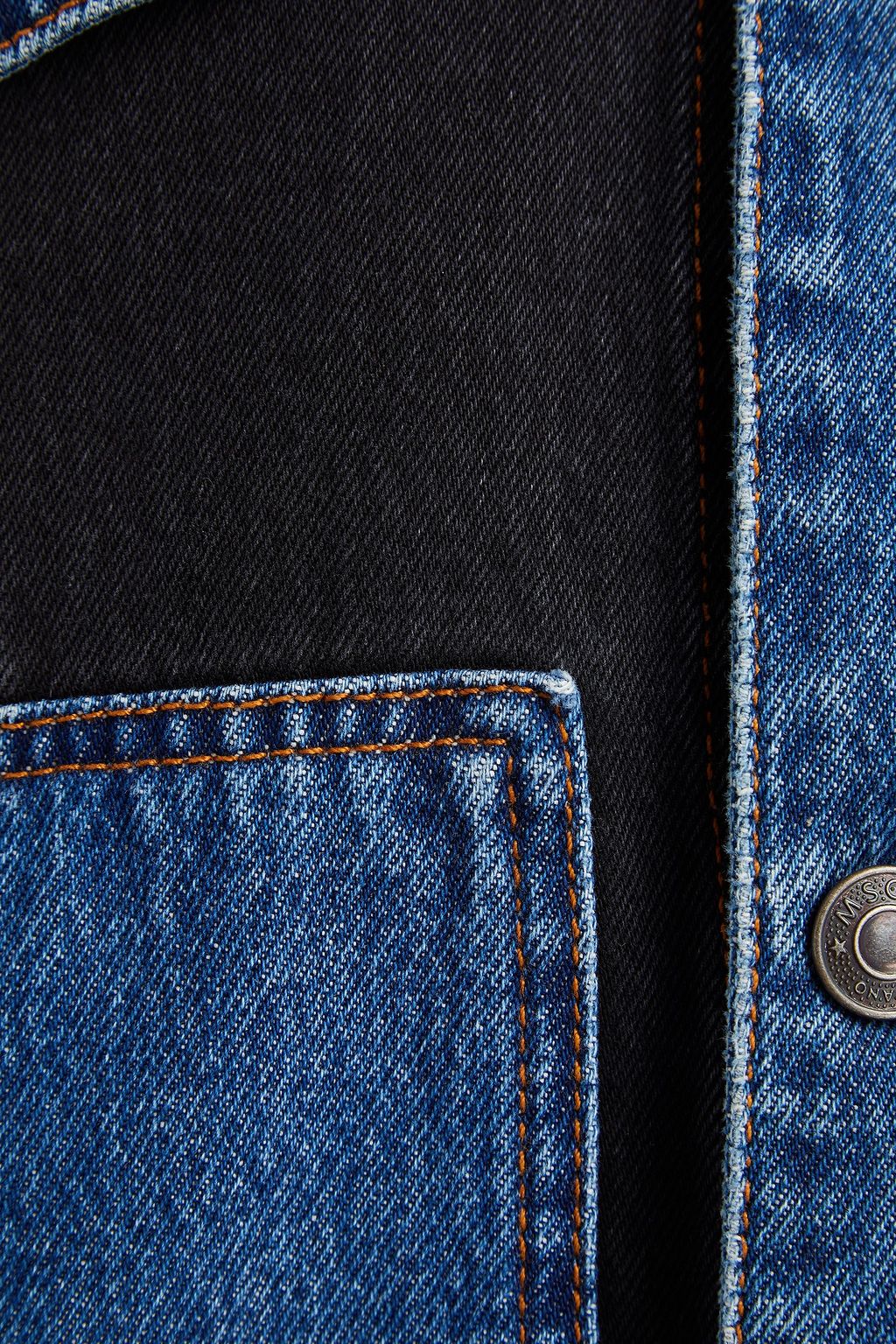 MSGM Logo-embroidered two-tone denim hooded jacket