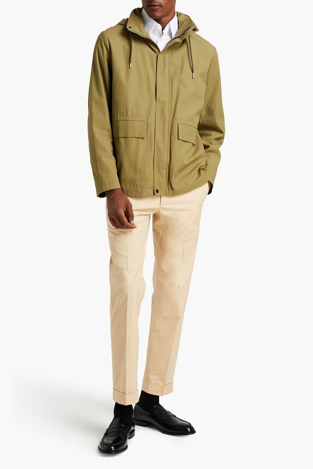 SANDRO Deck cotton-gabardine hooded jacket