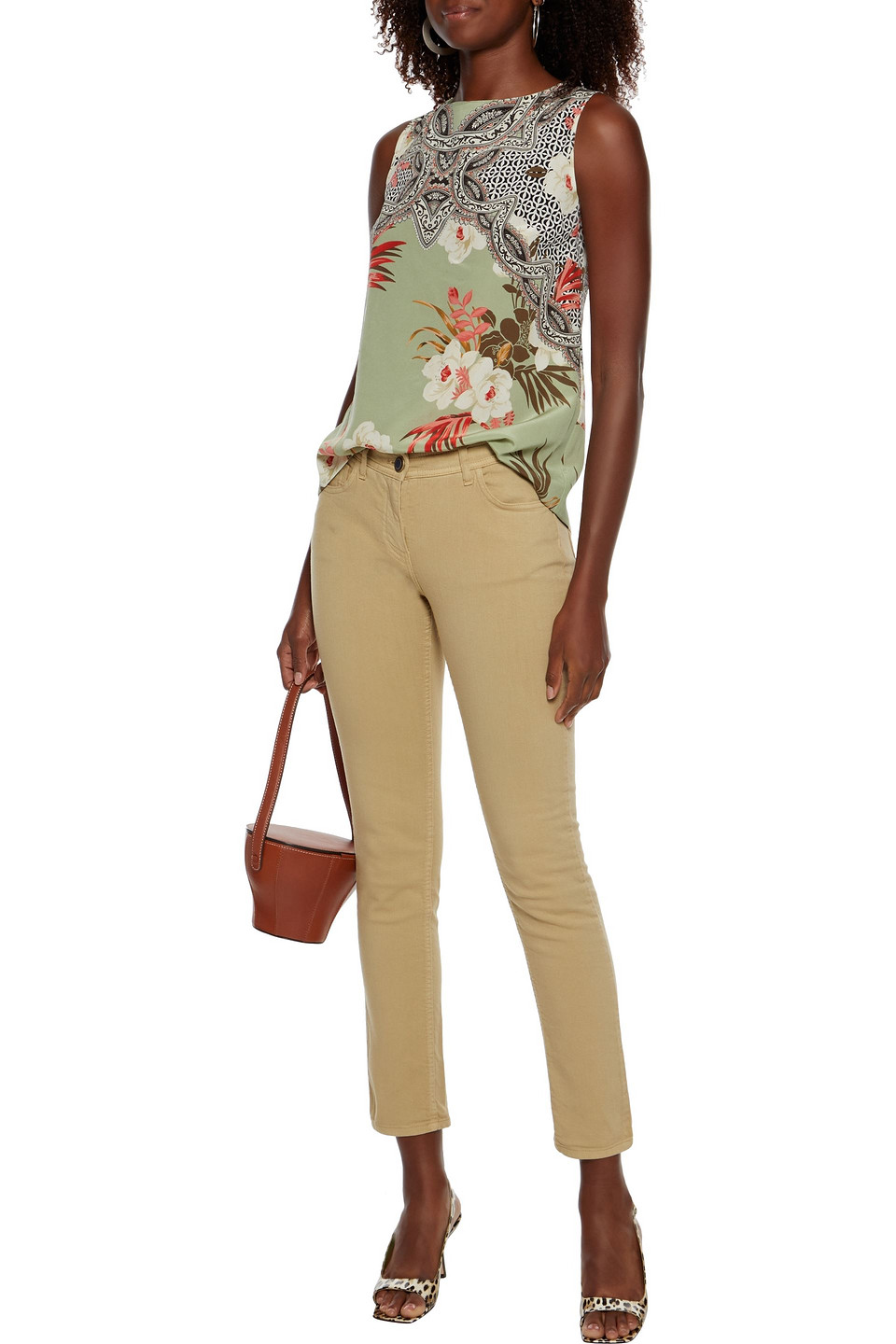 Etro Cropped Low-rise Skinny Jeans In Beige
