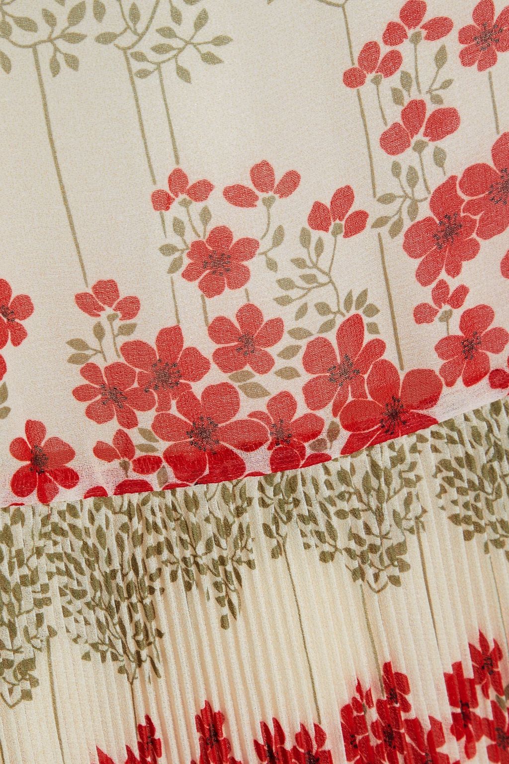 REDVALENTINO Minikleid aus Chiffon mit floralem Print, Schluppe und Falten