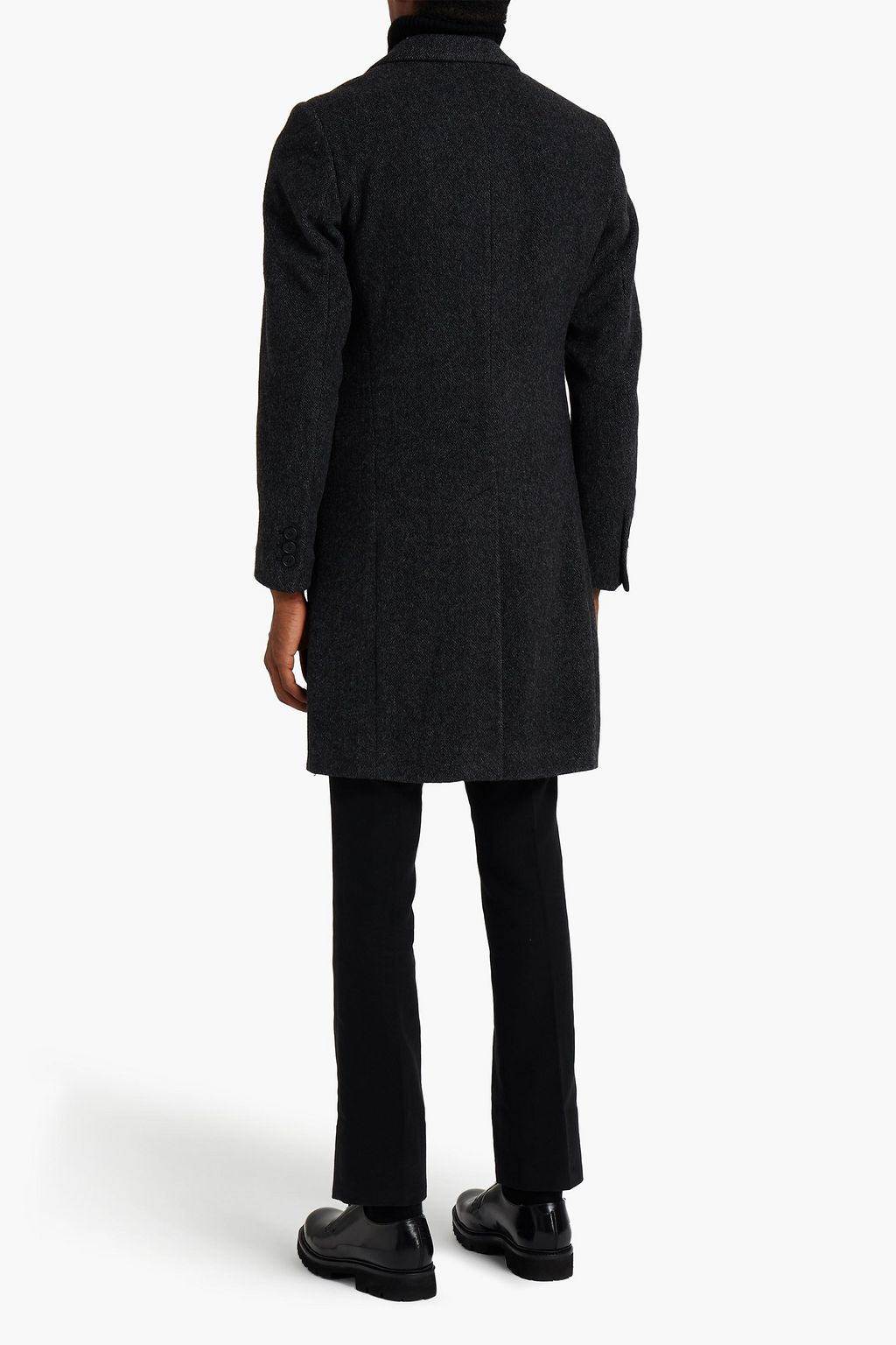 SANDRO Apollo brushed herringbone wool-blend felt overcoat