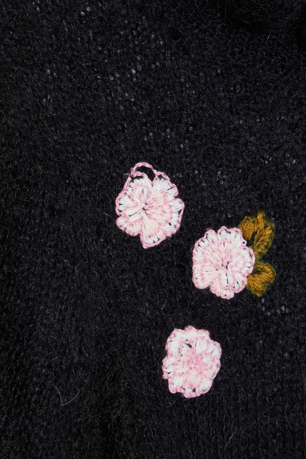 REDVALENTINO Embroidered pointelle-knit mohair-blend sweater