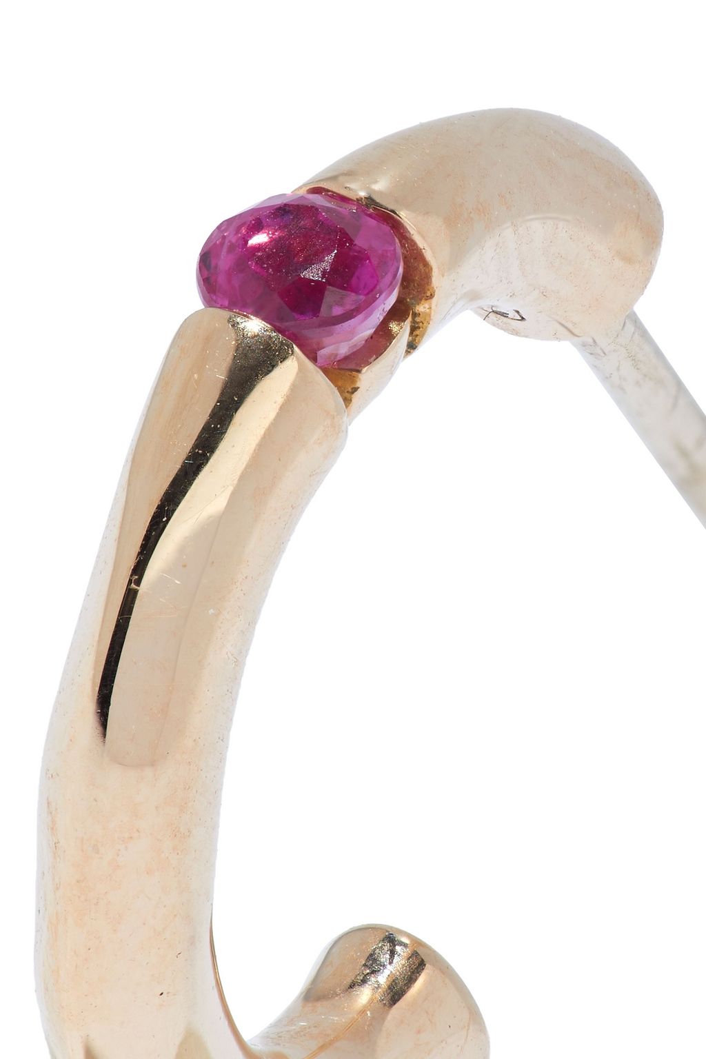 PAMELA LOVE Mini Floating 18-karat rose gold ruby hoop earrings
