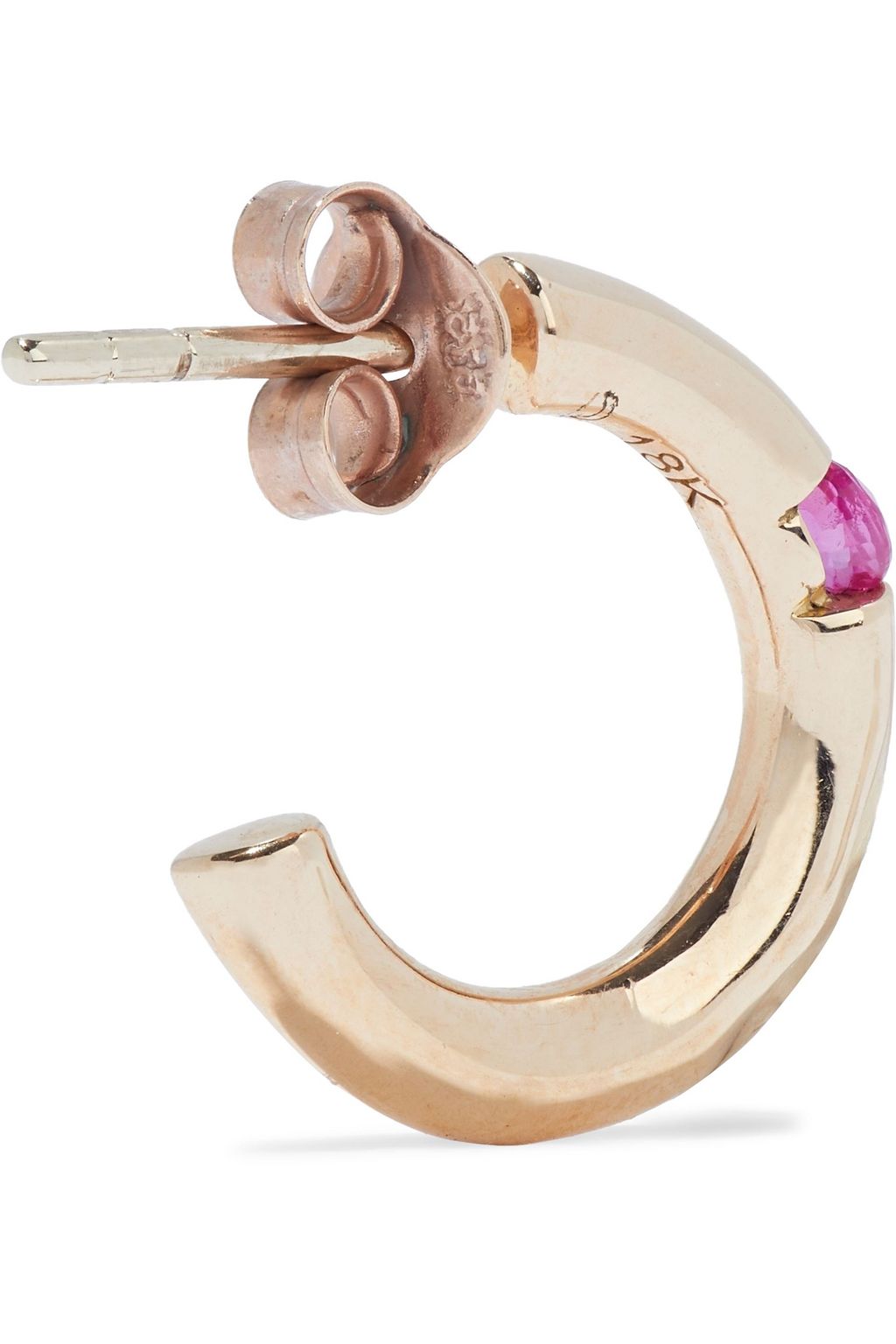 PAMELA LOVE Mini Floating 18-karat rose gold ruby hoop earrings