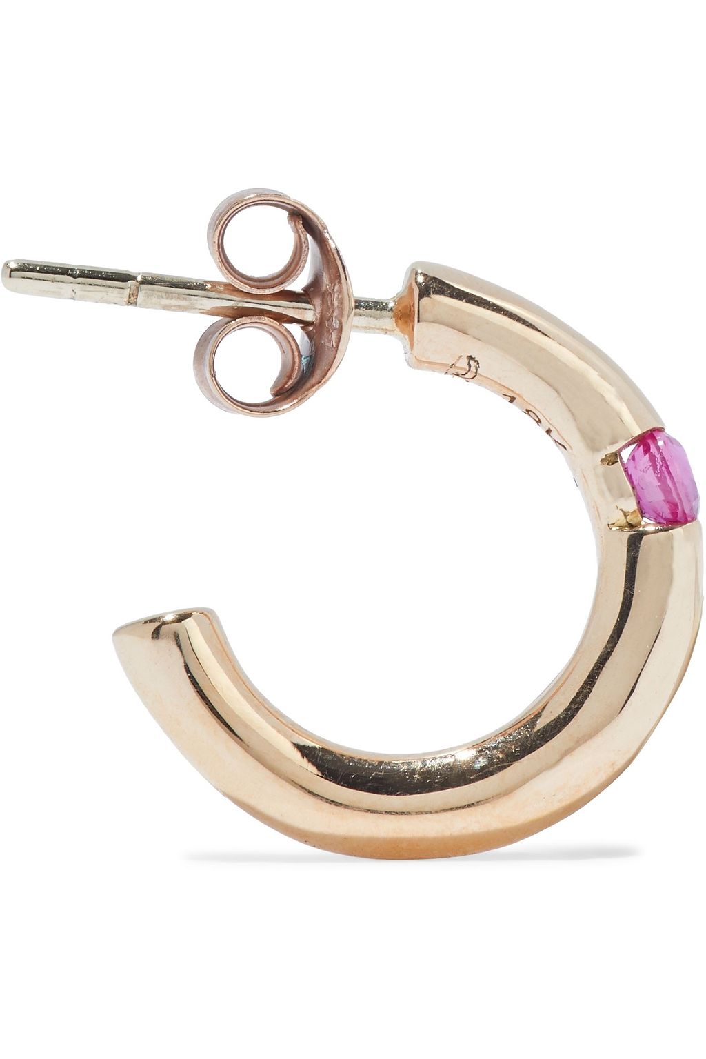 PAMELA LOVE Mini Floating 18-karat rose gold ruby hoop earrings