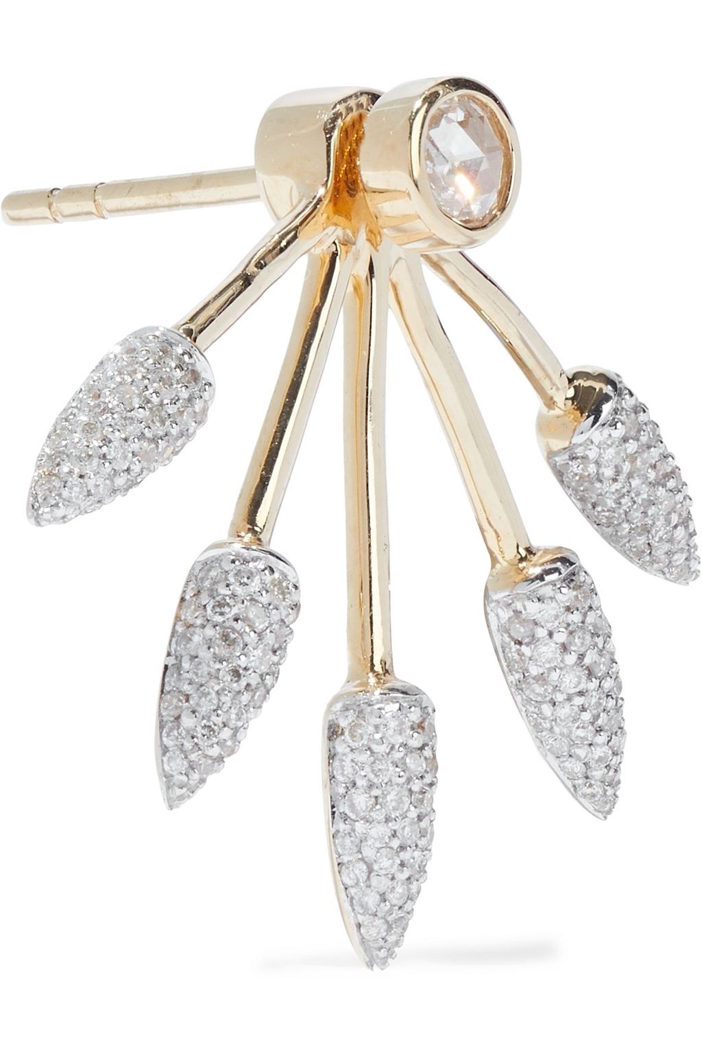 PAMELA LOVE Five Spike 18-karat gold diamond earrings