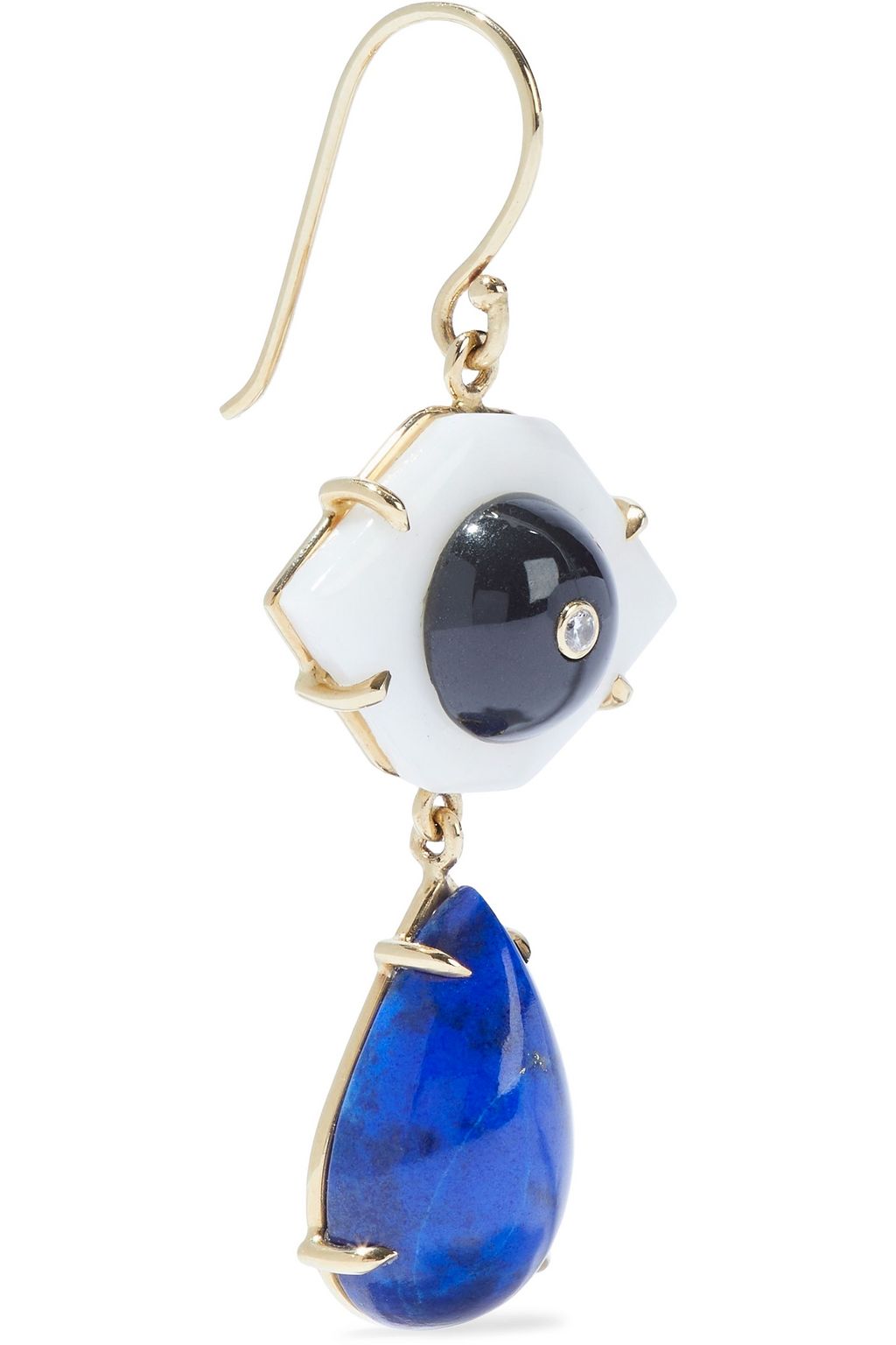 PAMELA LOVE Eye 18-karat gold, diamond, jade and lapis lazuli earrings