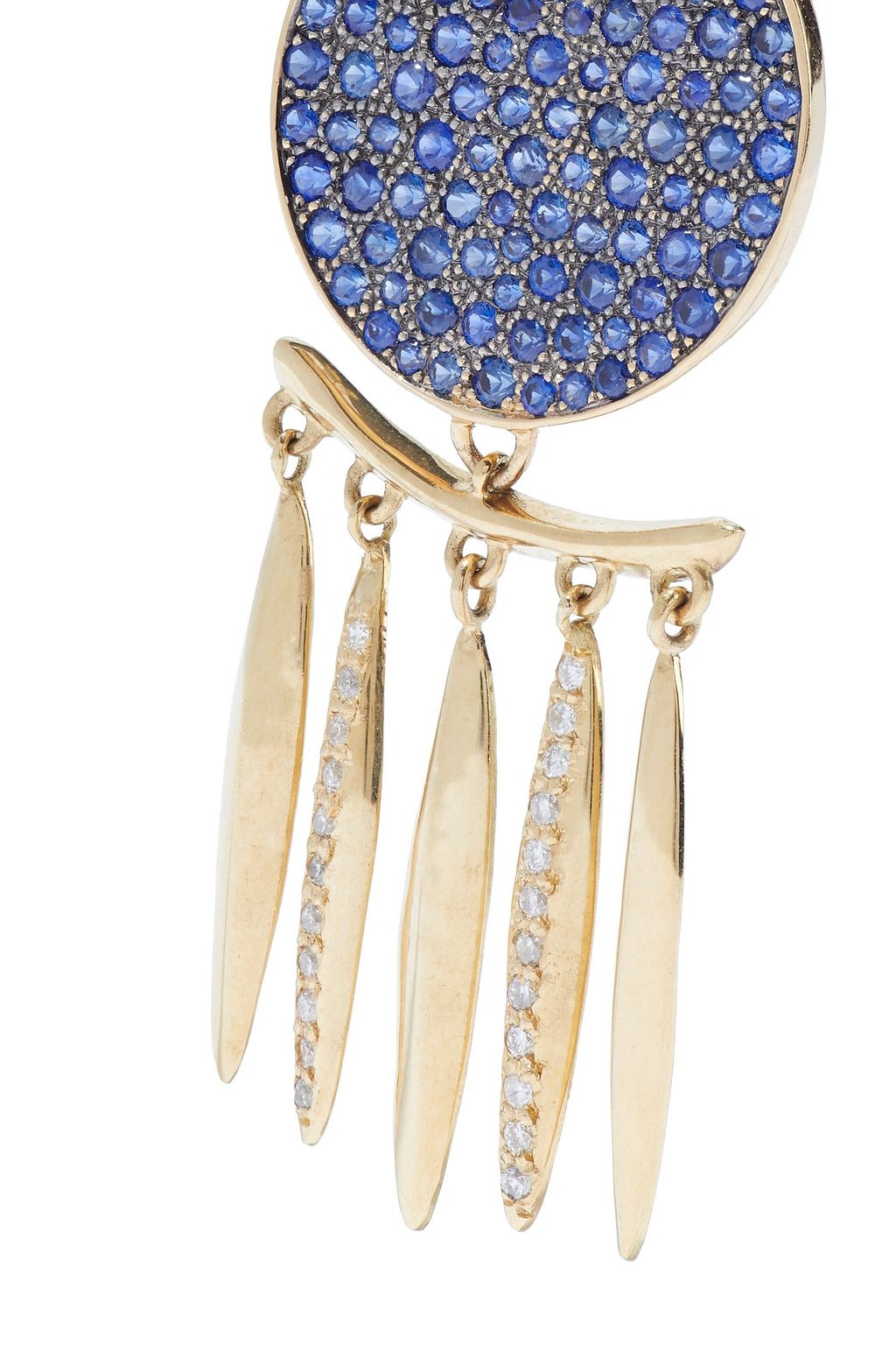 PAMELA LOVE 18-karat gold, diamond, sapphire and lapis lazuli earrings