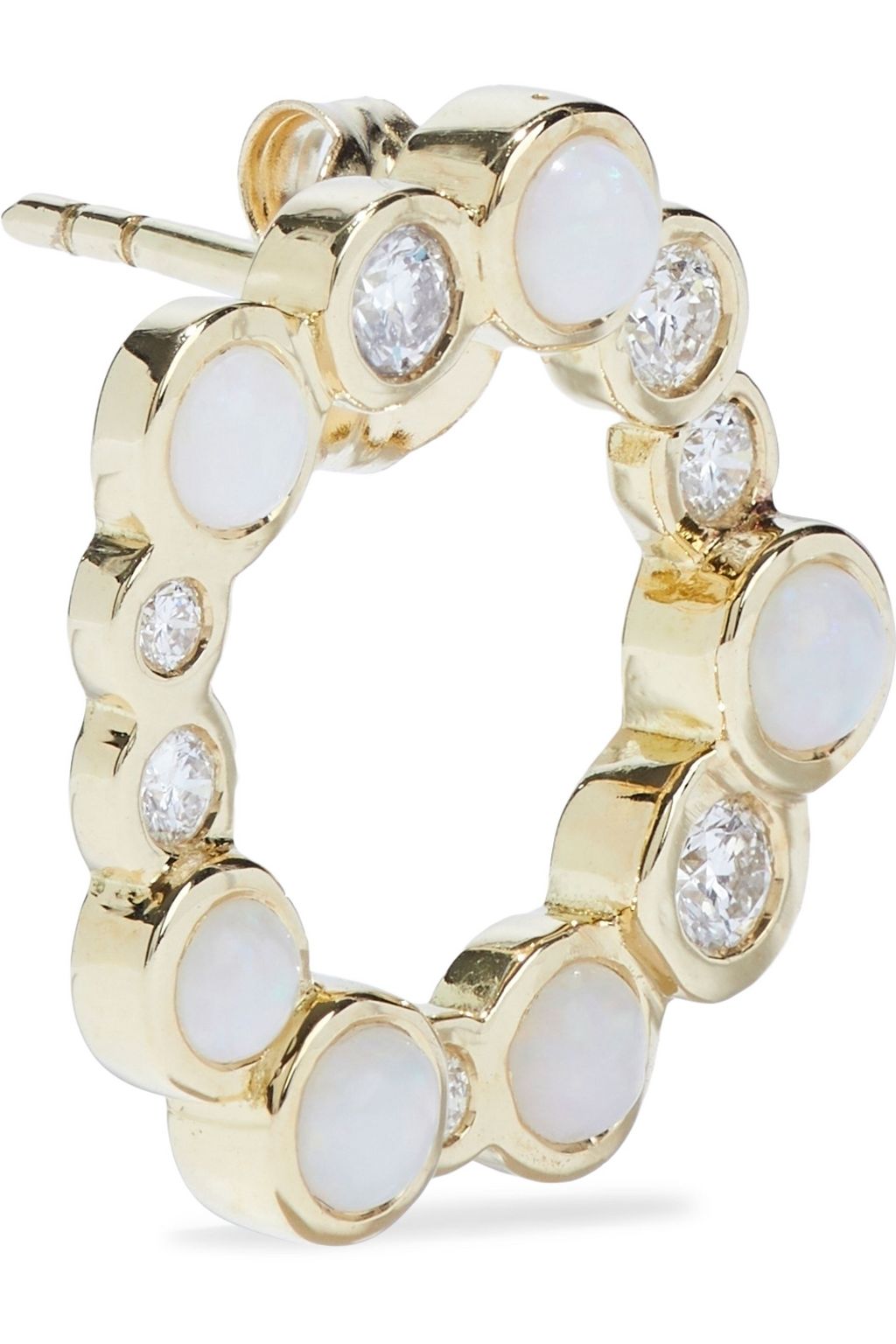 PAMELA LOVE Paillette 18-karat gold, diamond and opal earrings