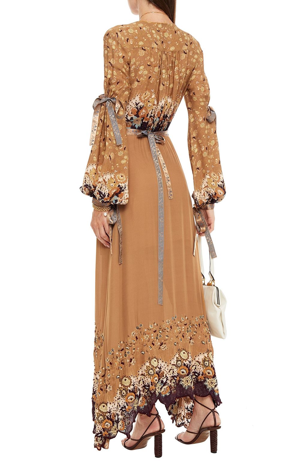 ETRO Bead-embellished floral-print silk crepe de chine maxi wrap dress