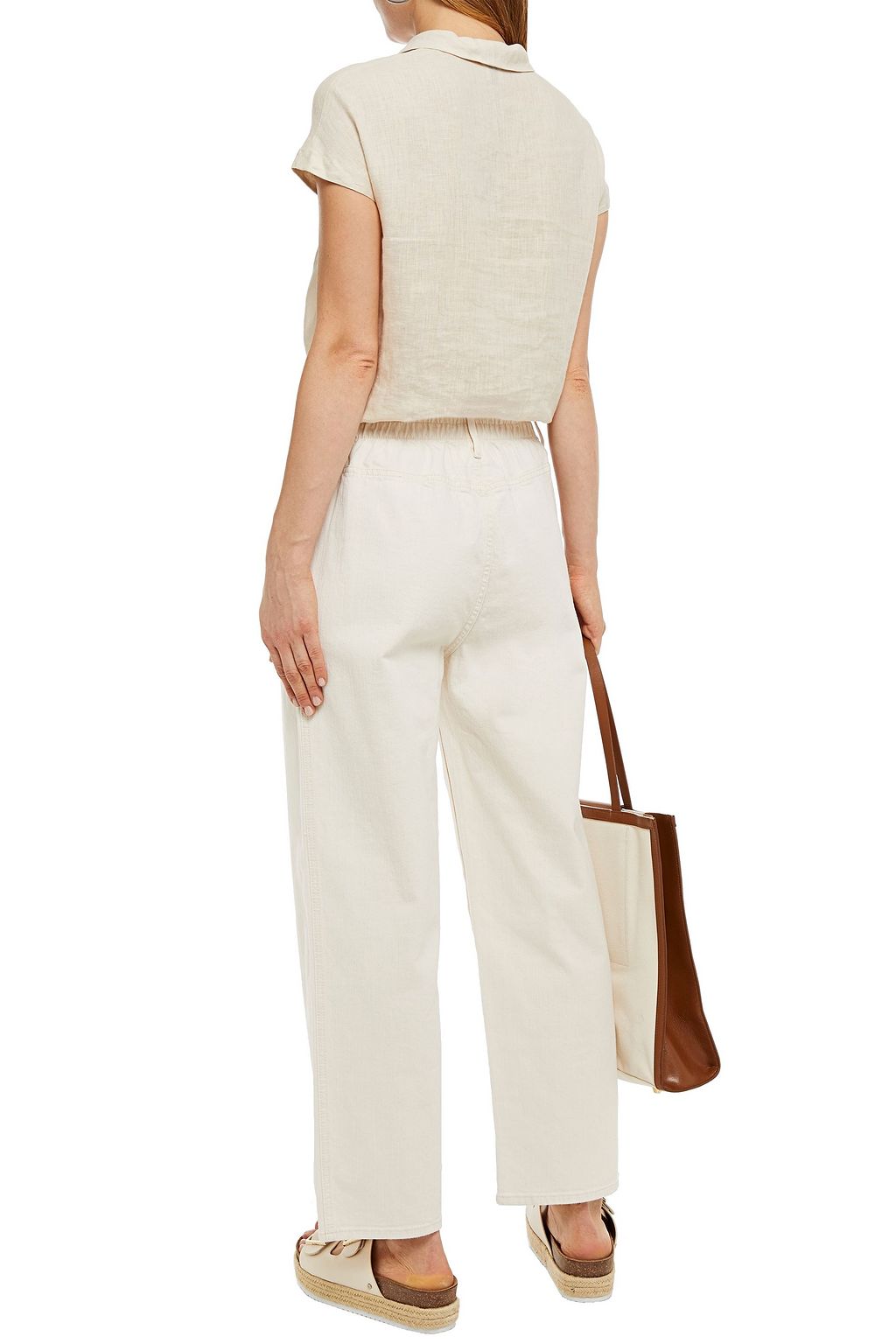MOTHER Cropped high-rise wide-leg jeans