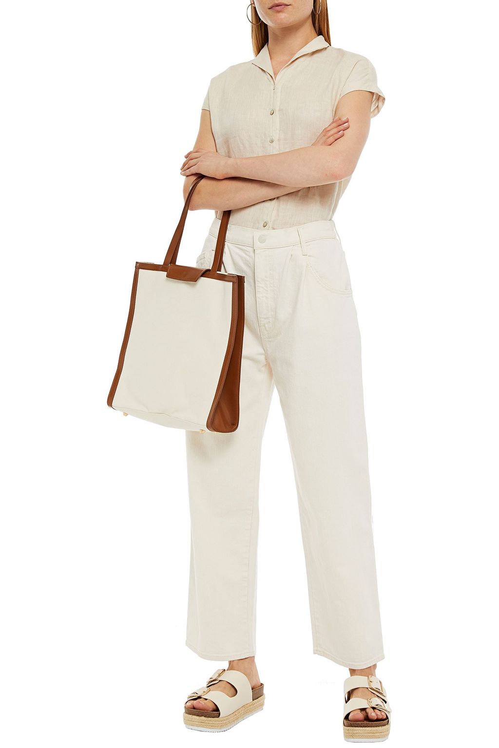 MOTHER Cropped high-rise wide-leg jeans