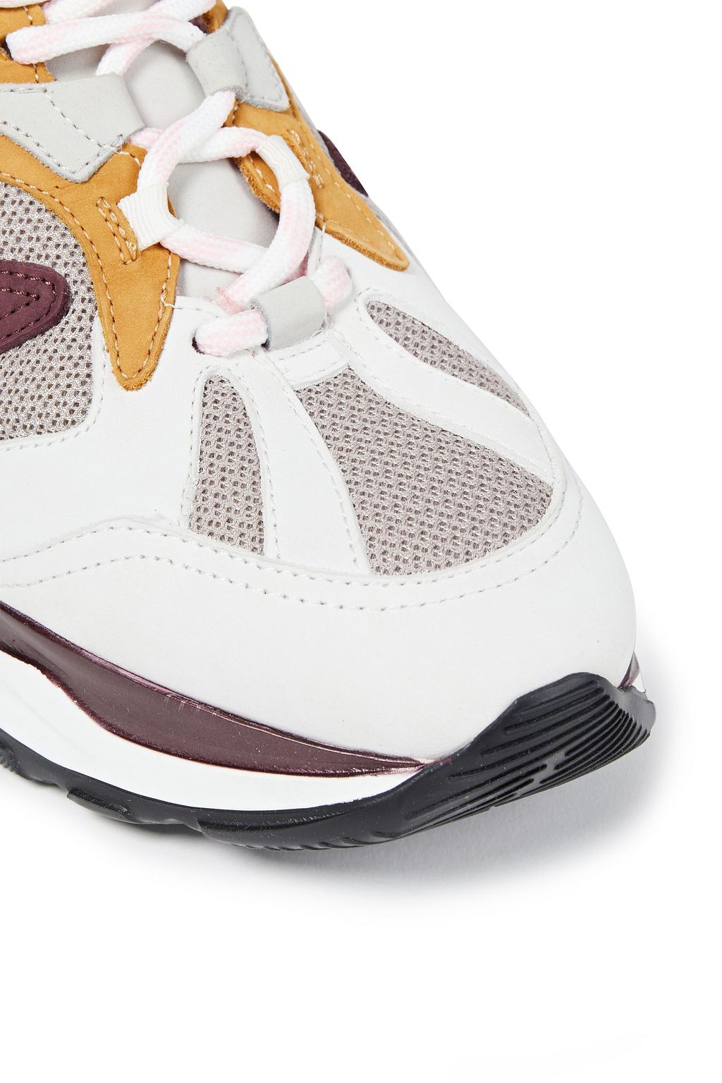 MSGM Paneled suede and mesh high-top sneakers