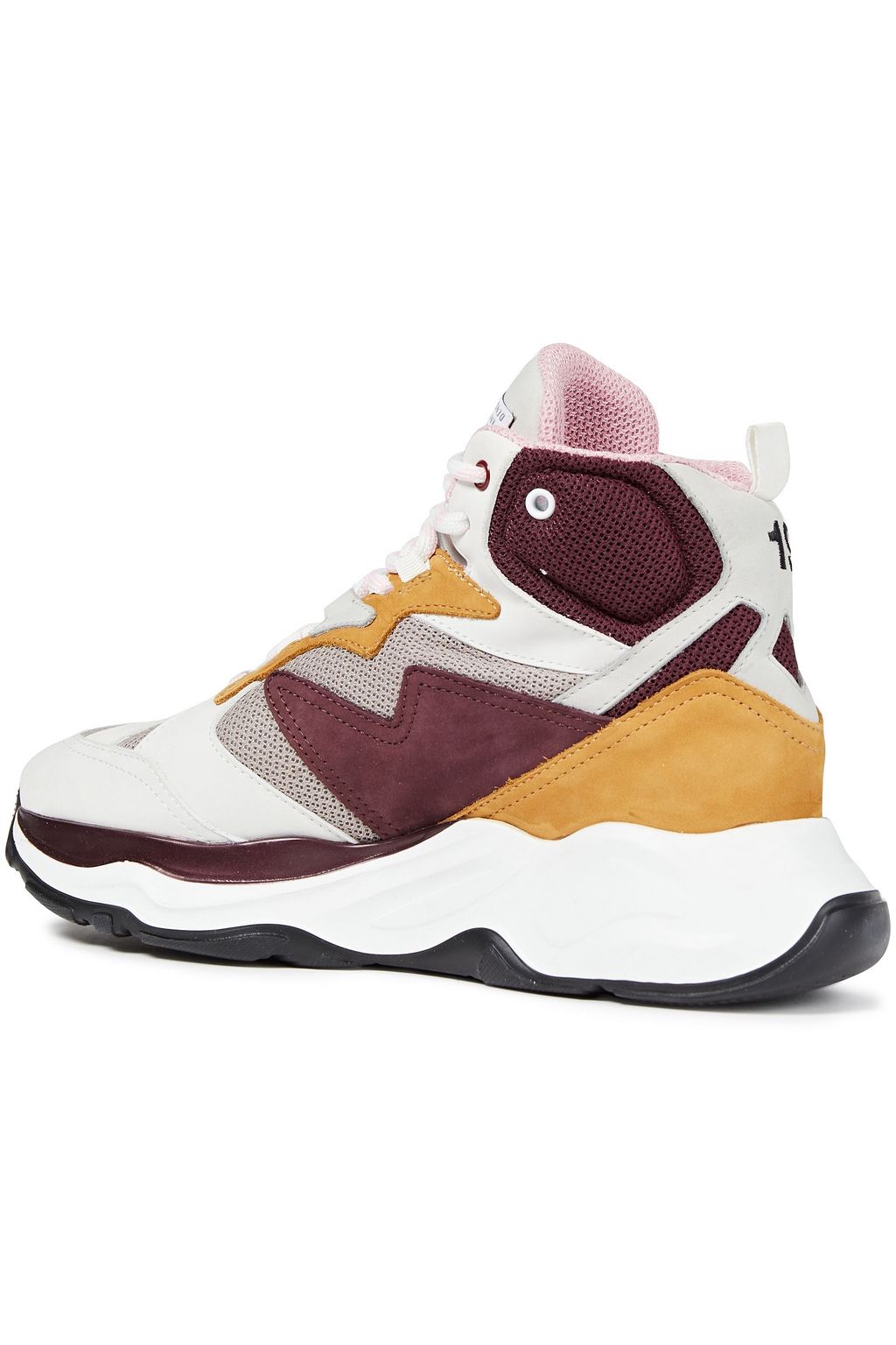 MSGM Paneled suede and mesh high-top sneakers