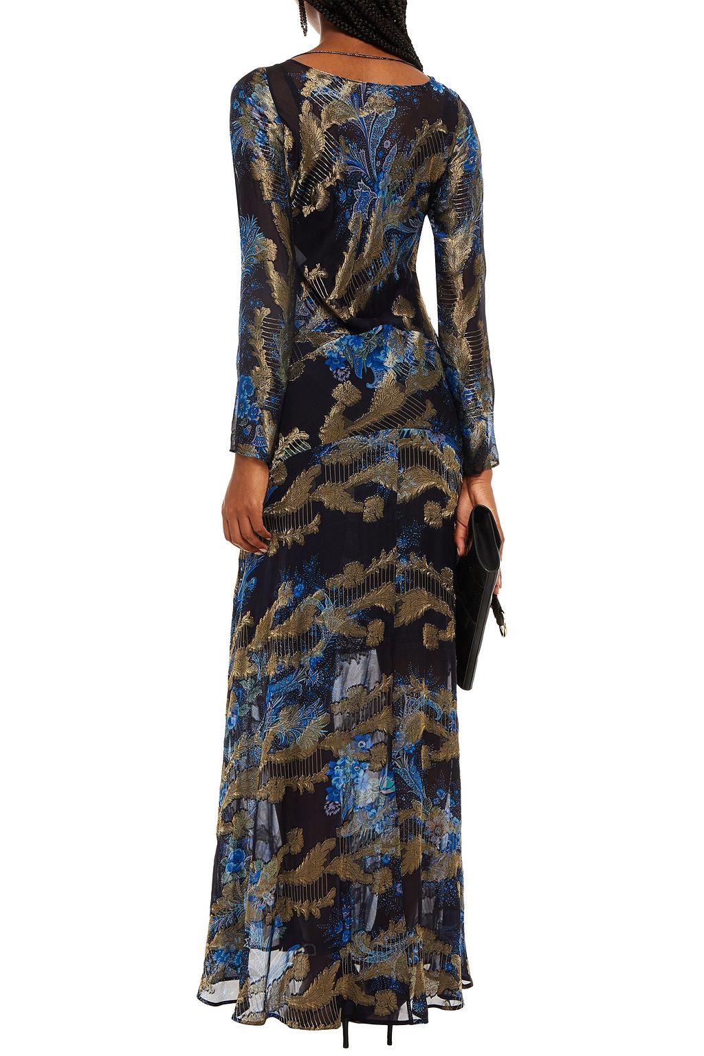 ETRO Metallic printed silk-blend fil coupé maxi dress