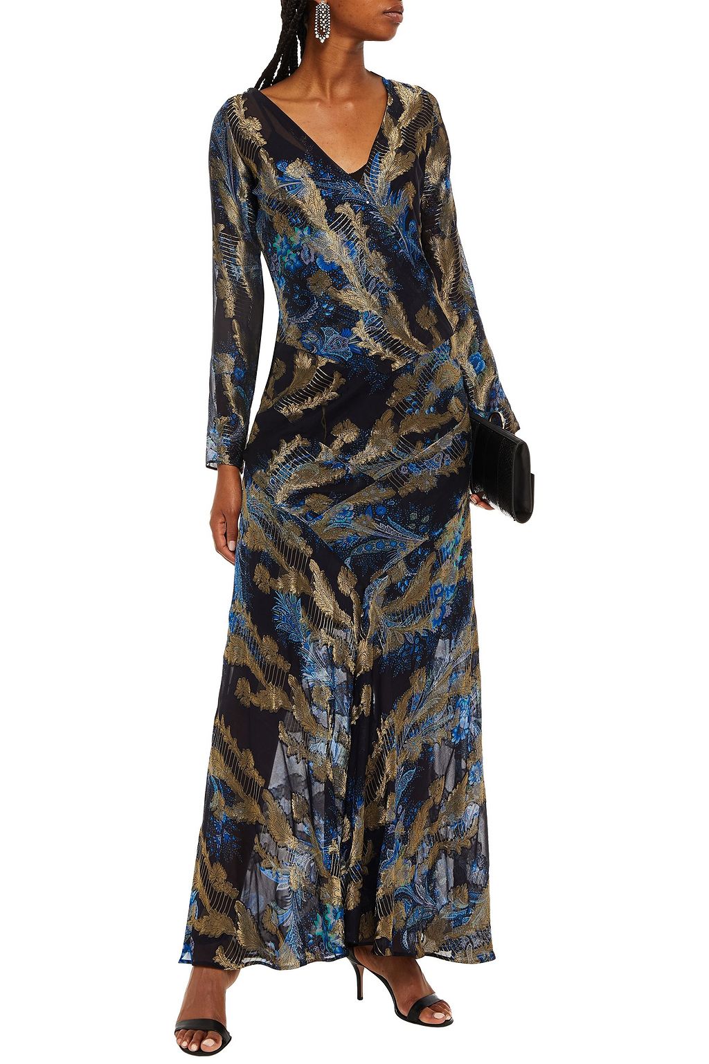 ETRO Metallic printed silk-blend fil coupé maxi dress