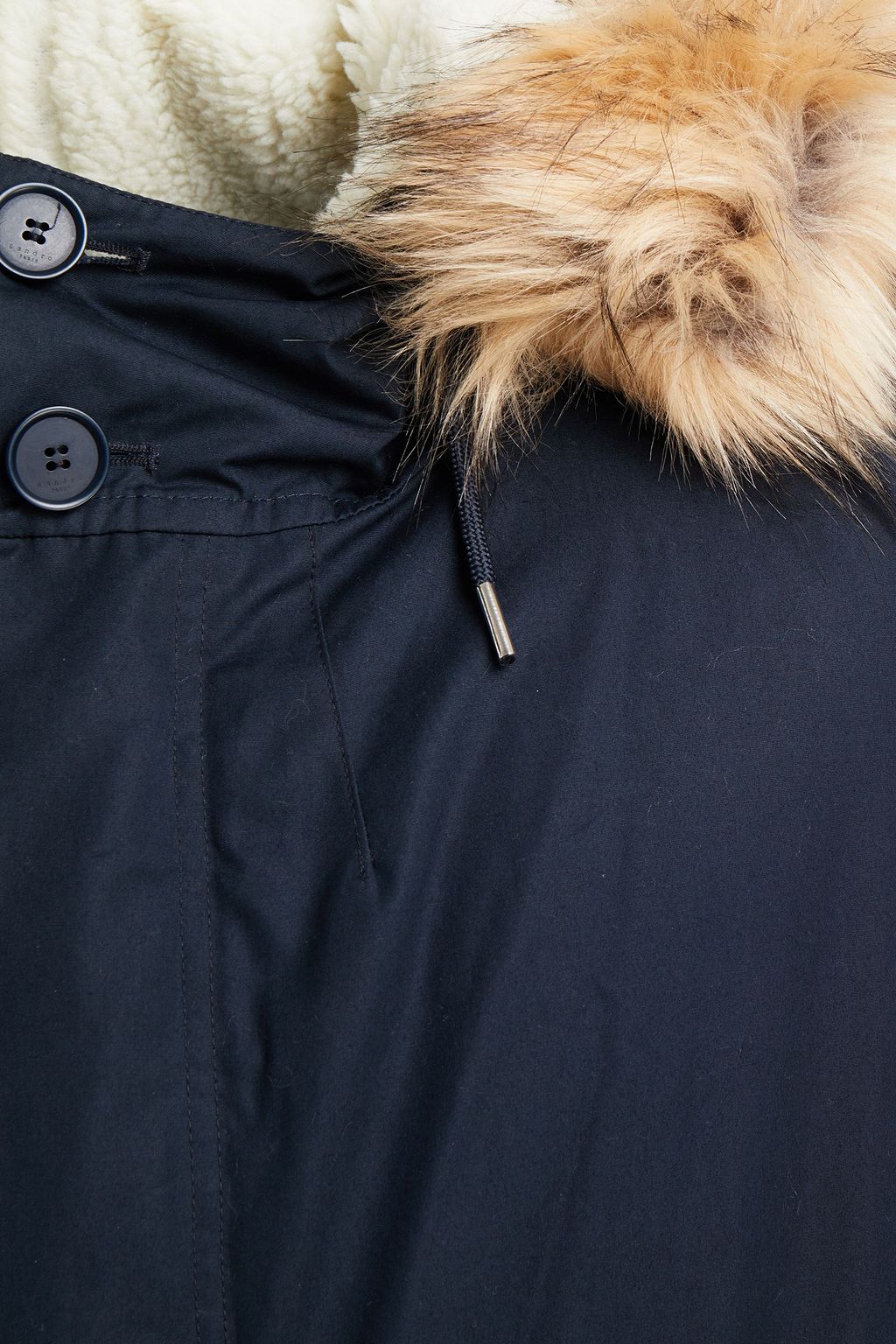 SANDRO Faux fur-trimmed cotton parka