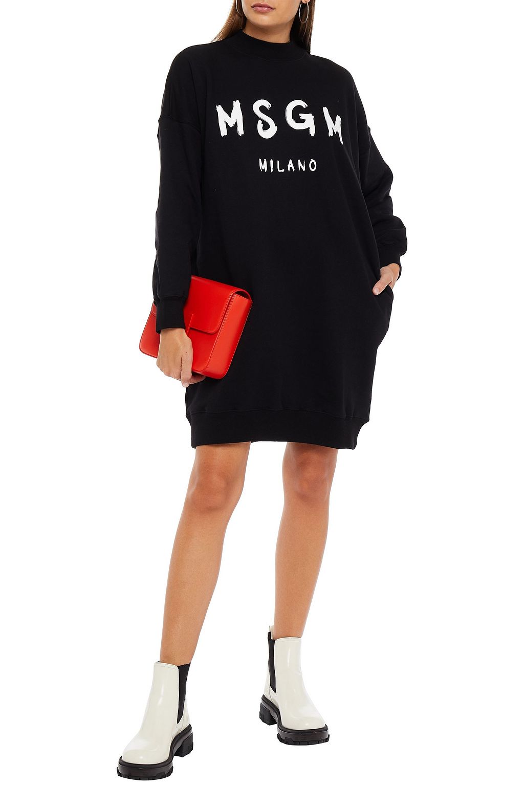 MSGM Printed French cotton-terry dress