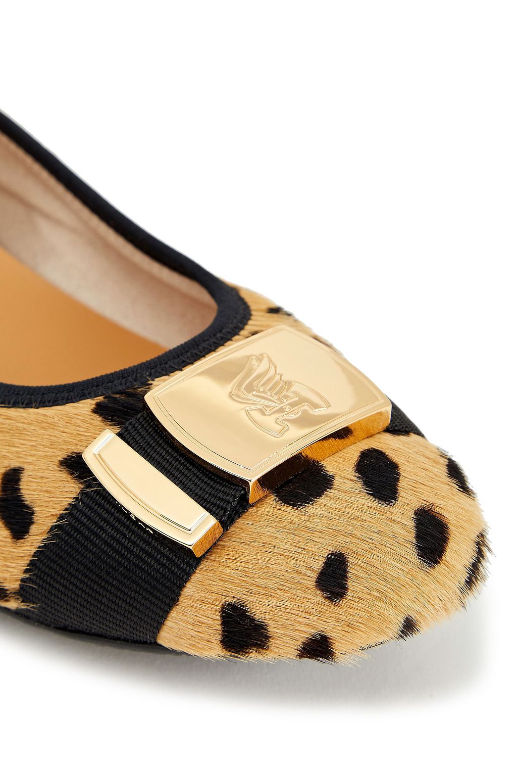 HOGAN Embellished leopard-print calf hair ballet flats