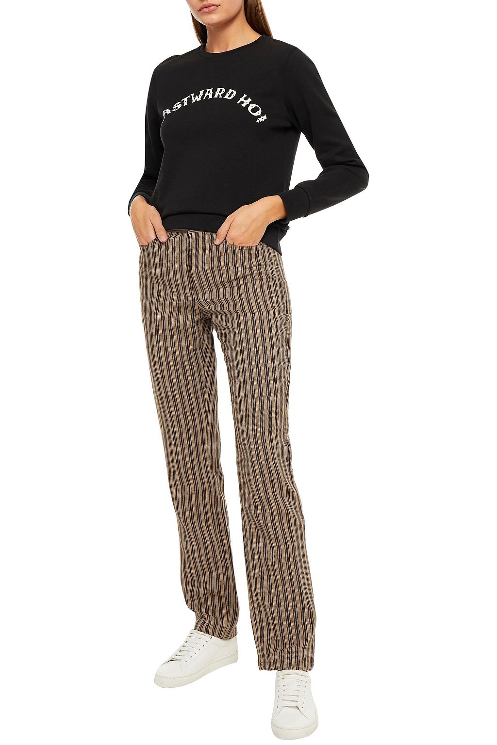 A.P.C. Striped cotton and linen-blend straight-leg pants