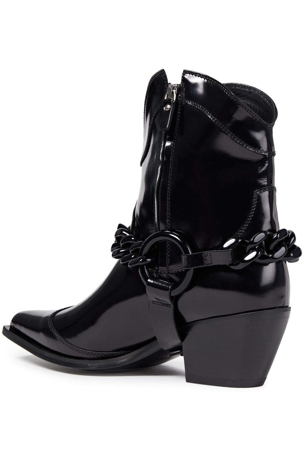 MSGM Chain-trimmed glossed leather ankle boots