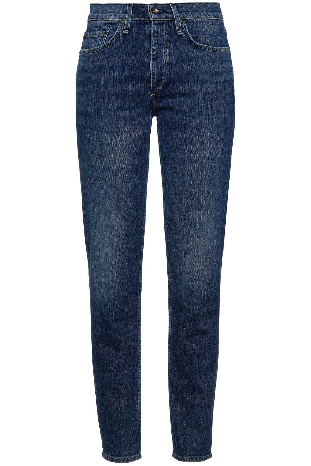 Mid denim High-rise slim-leg jeans 