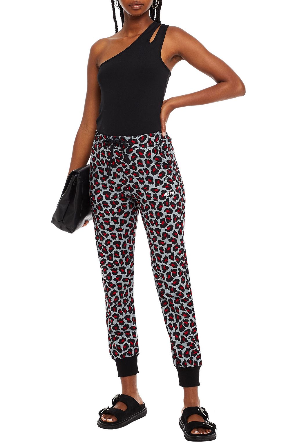 MSGM Leopard-print cotton-fleece track pants
