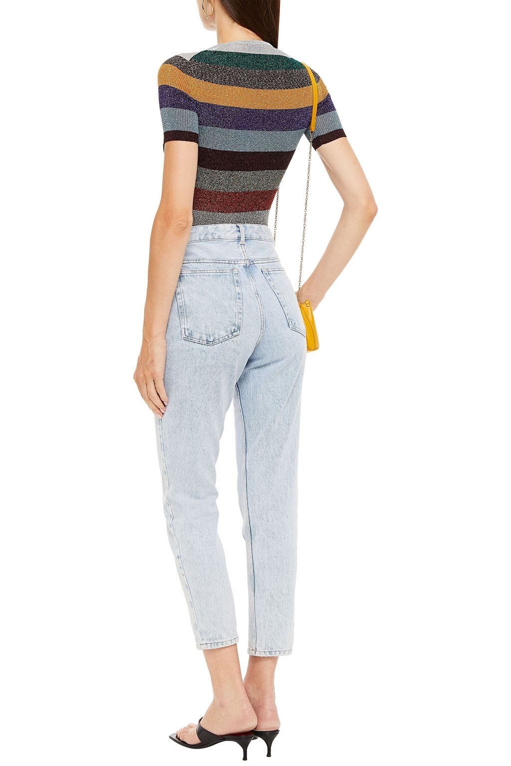 MISSONI Metallic striped ribbed-knit top