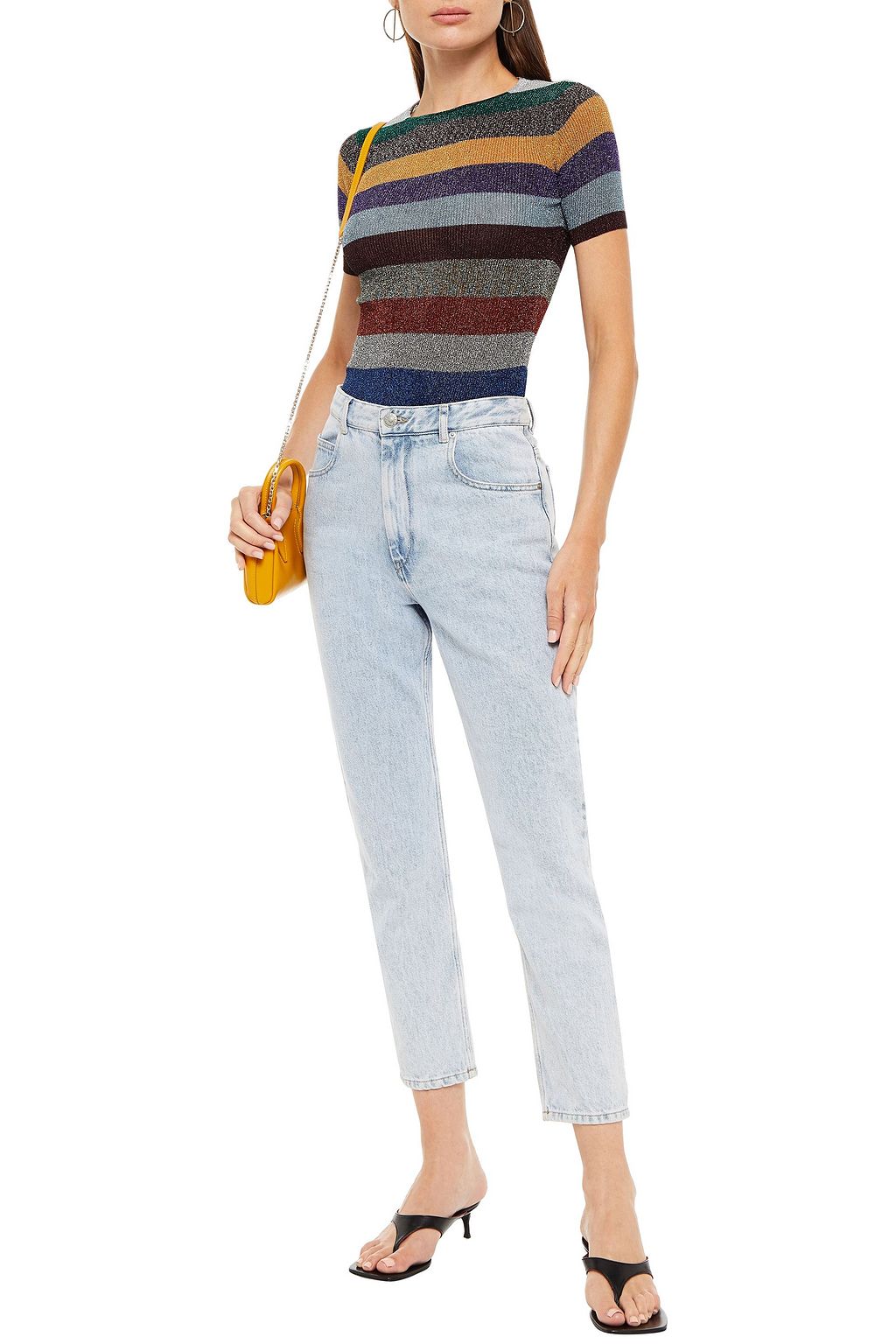 MISSONI Metallic striped ribbed-knit top