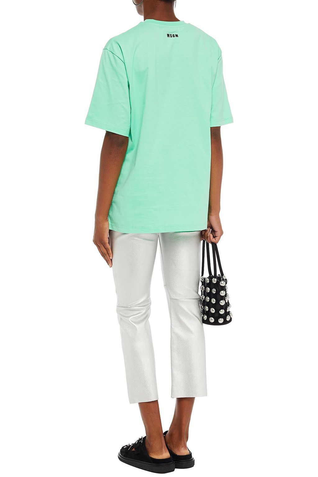 MSGM Crystal-embellished cotton-jersey T-shirt