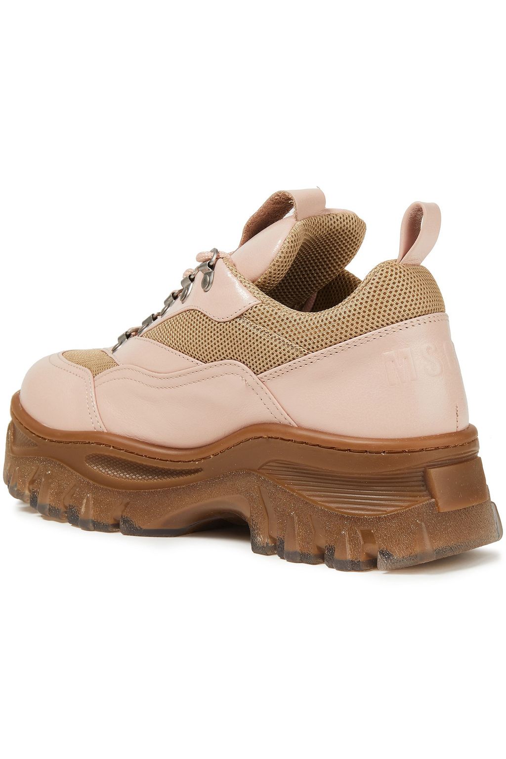 MSGM Mesh-paneled leather sneakers