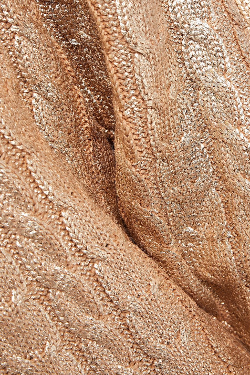MSGM Coated metallic cable-knit wool-blend cardigan