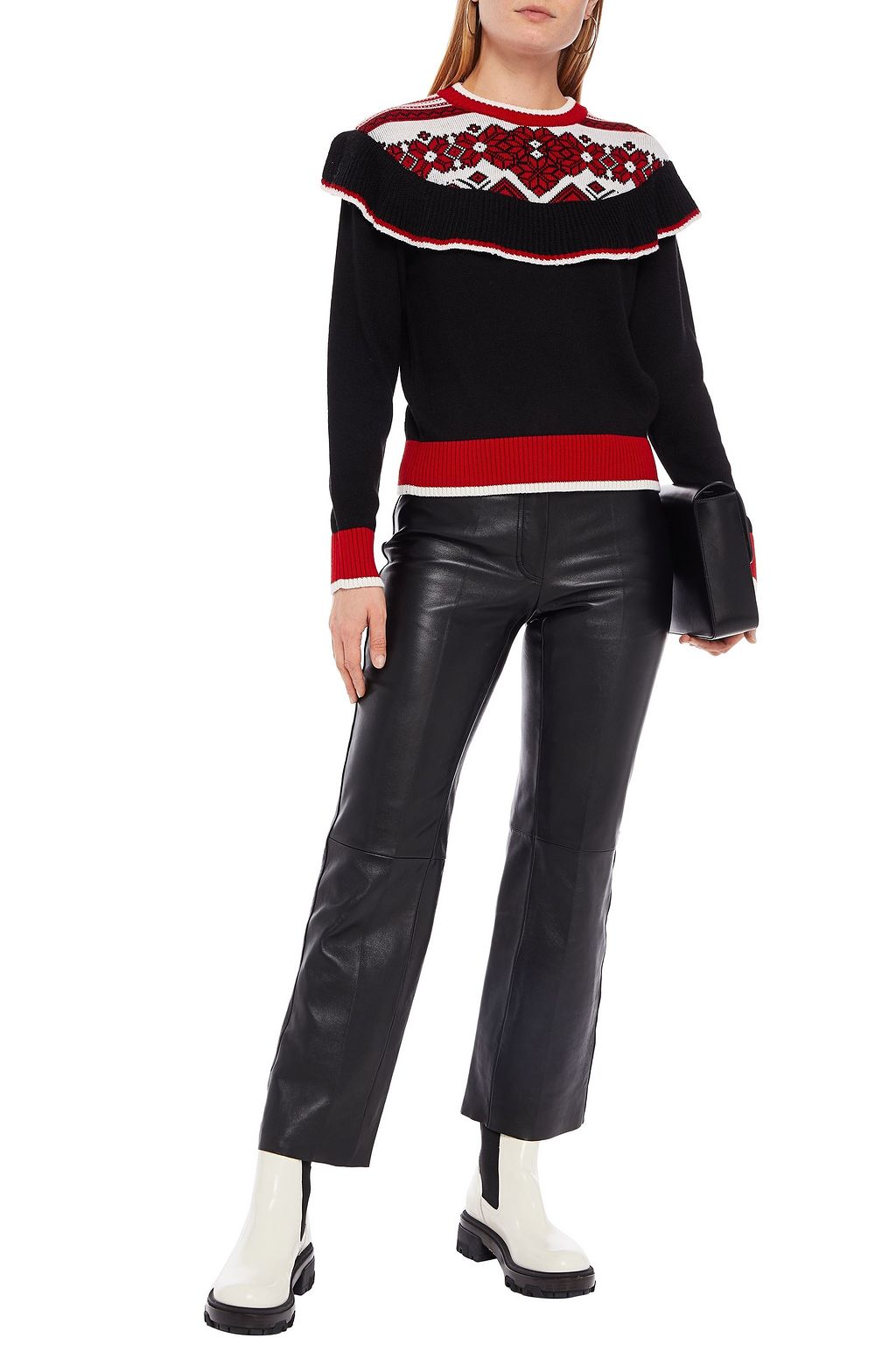 MSGM Ruffled wool-blend jacquard sweater