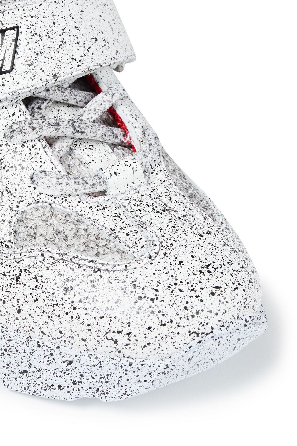 MSGM Mesh-paneled printed leather sneakers