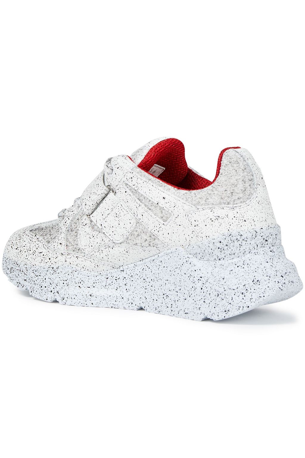 MSGM Mesh-paneled printed leather sneakers
